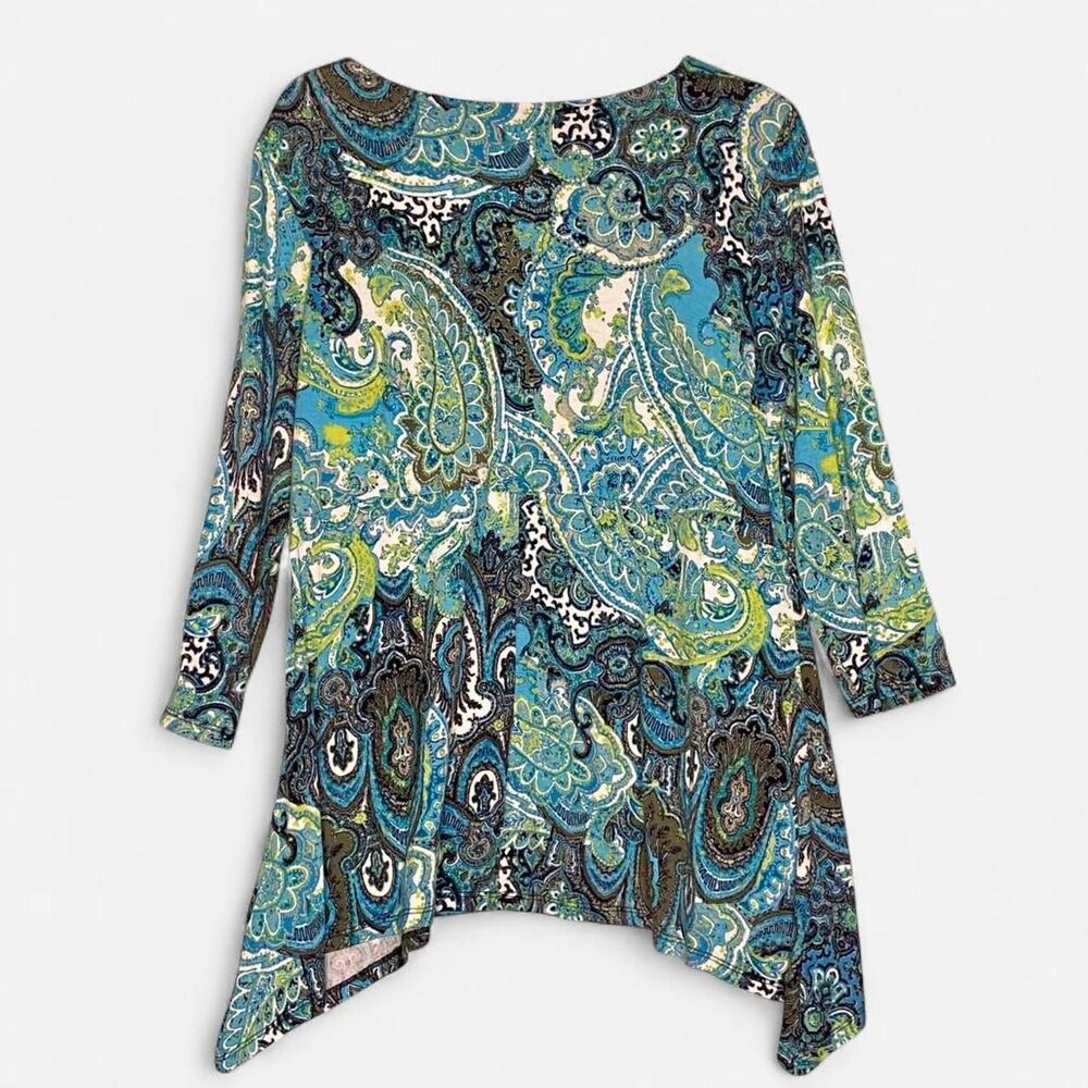 Ruby Rd. Turquoise Asymmetrical Tunic Top S - Picture 4 of 5